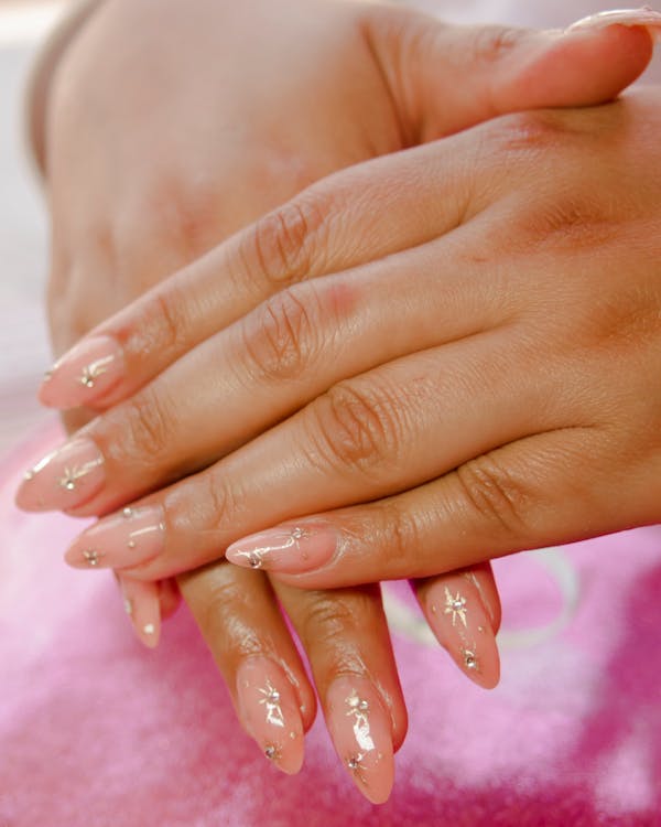 Soft pink Korean gel manicure