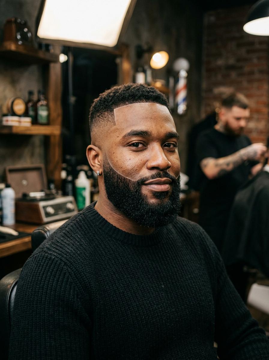 Beard lineup with straight razor precision