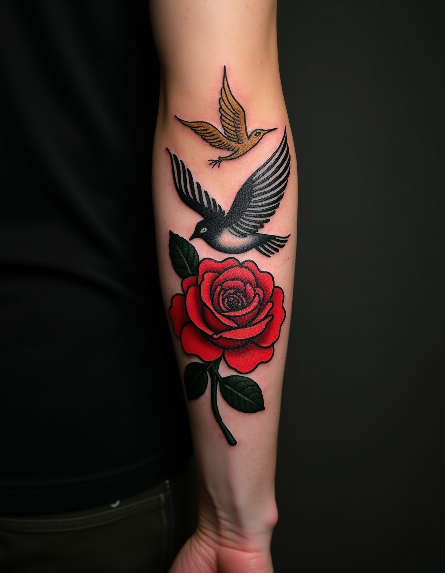 Traditional tattoo flash and blackwork designs on the studio wall