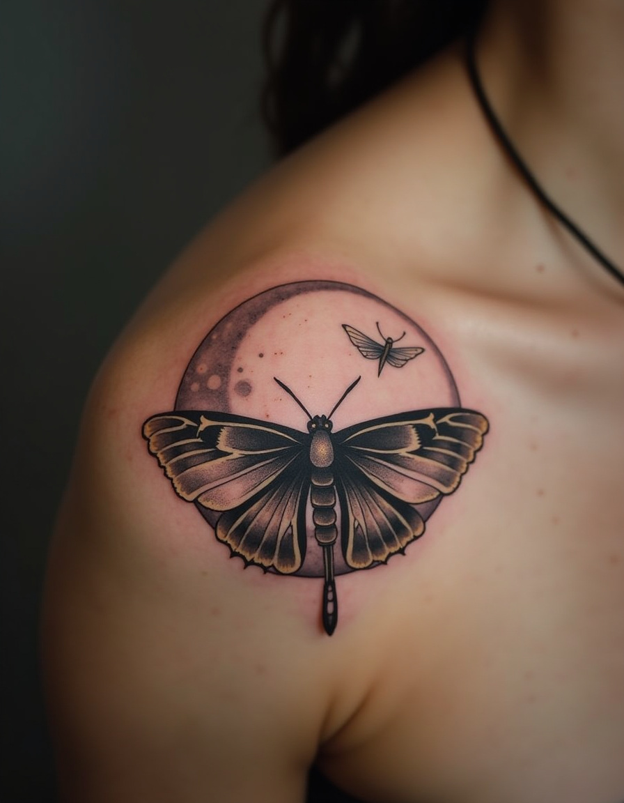 Tattoo artist's flash wall with bold illustrated designs