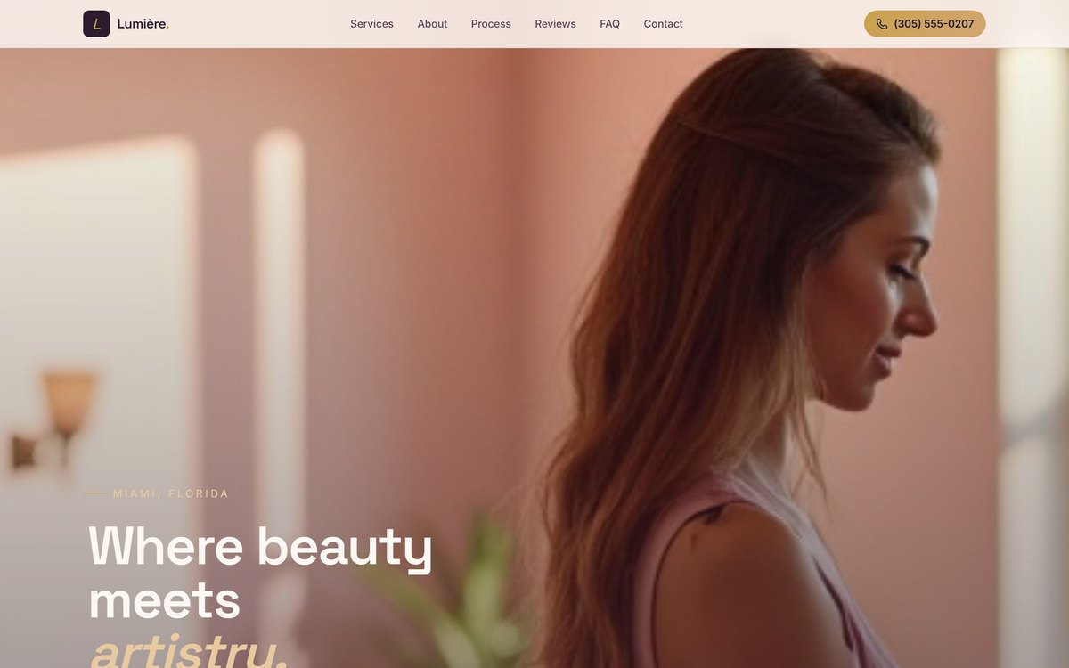 Lumière Salon & Spa website concept